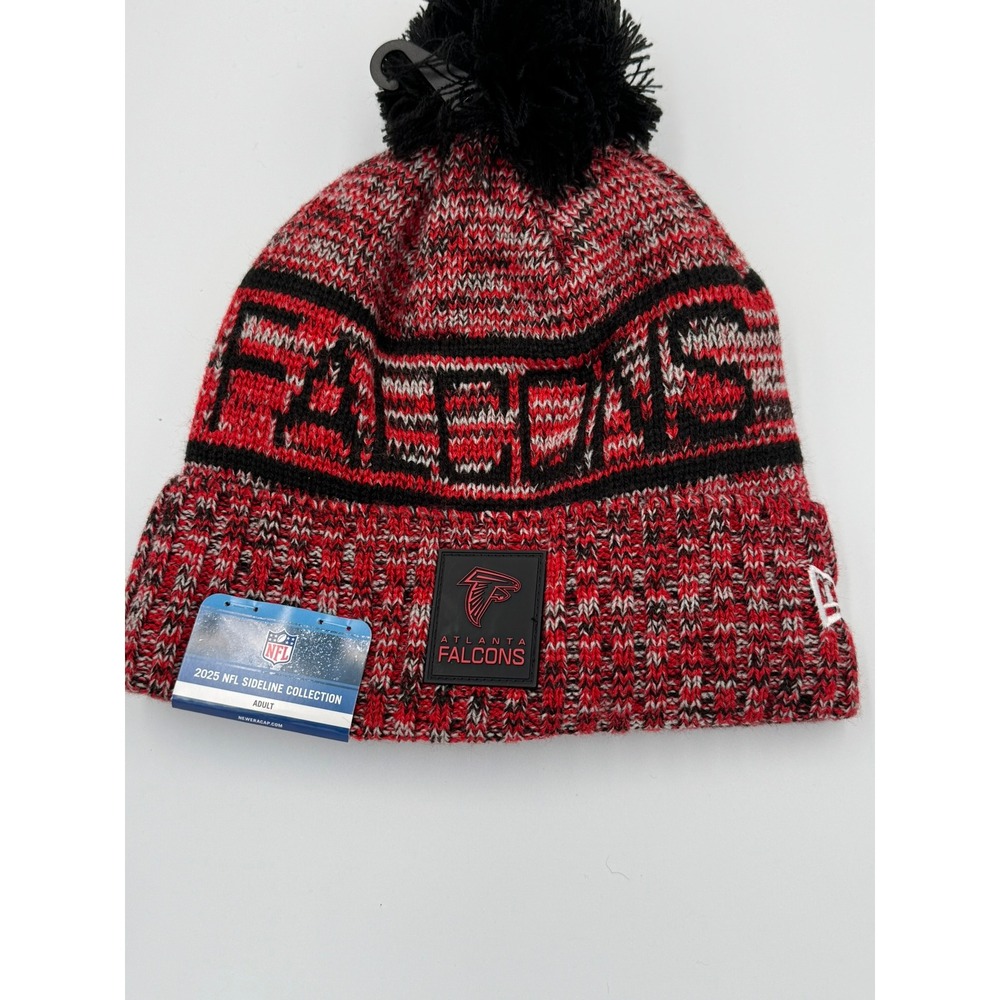 New Era Atlanta Falcons‎ 2025 NFL Sideline Collection Pom Beanie Hat Red New